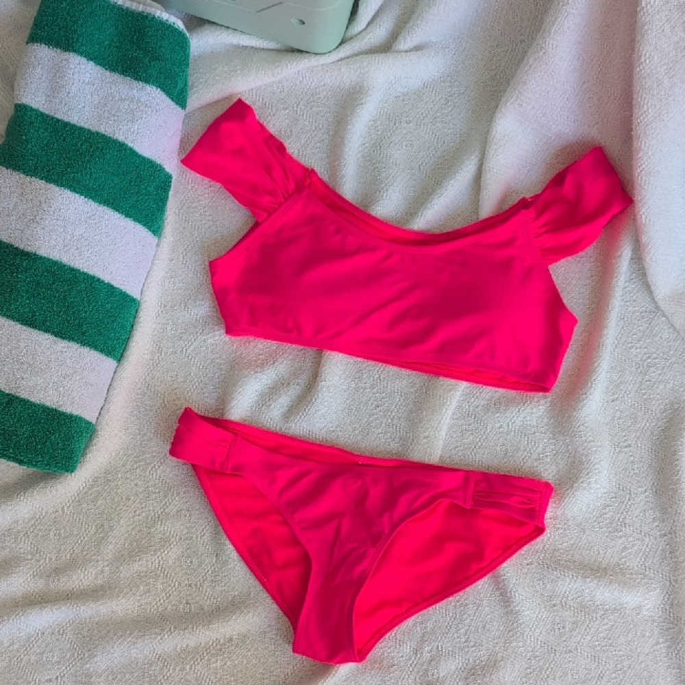 Coral Tropics Neon Pink Swimwear